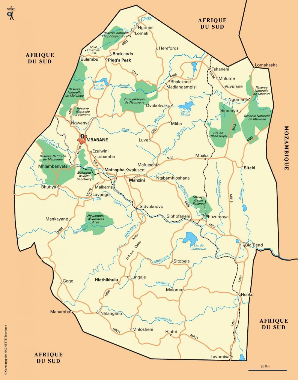 ezulwini dolini Svazi zemljevid